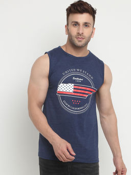 CHKOKKO - Blue Men Gym Tank Tops Blue