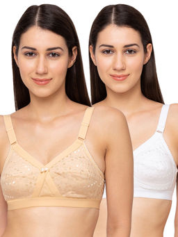 Juliet - Womens Non Padded Non Wired Bra Combo Chandni Skin White