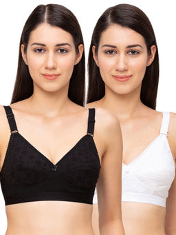 Juliet - Womens Non Padded Non Wired Bra Combo Chapali Black White