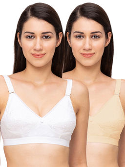 Juliet - Womens Non Padded Non Wired Bra Combo Chapali White Skin