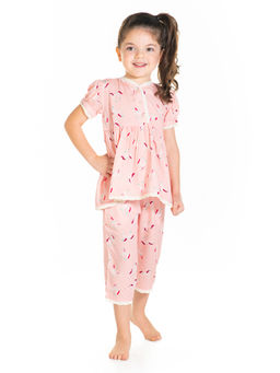 CHERRY CRUMBLE BY NITT HYMAN - Peach Unicorn Print Night Suit (Set of 2)