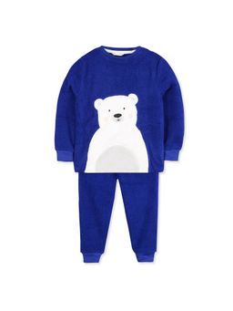 CHERRY CRUMBLE BY NITT HYMAN - Blue Cosy Applique Night Suit (Set of 2)