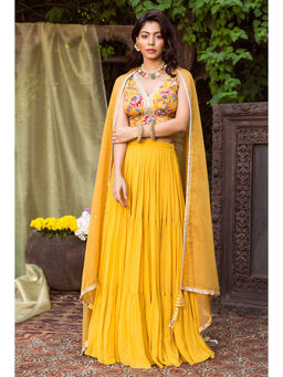 Chhavvi Aggarwal - Yellow Lehenga (Set of 3)