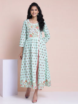 Biba - Mint Green Floral Kurta