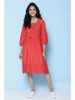 Biba - Red Cotton Flax Kurta