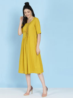 Biba - Mustard Solid Dress