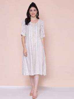 Biba - Beige Stripes Dress
