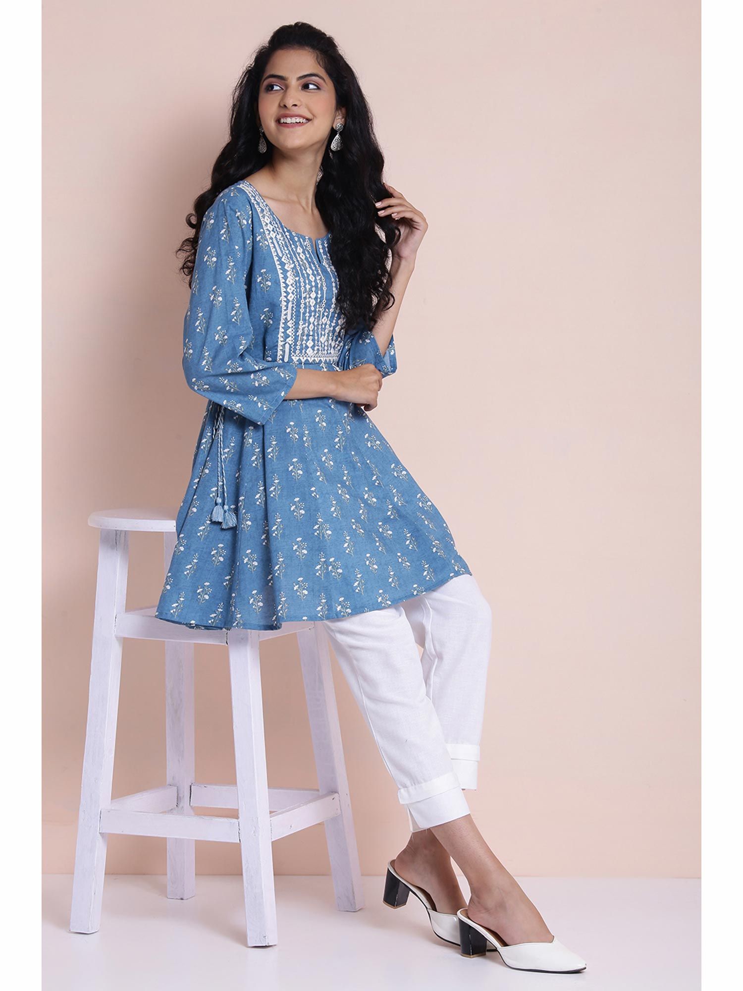 Biba Indigo Cotton Kurti Online 