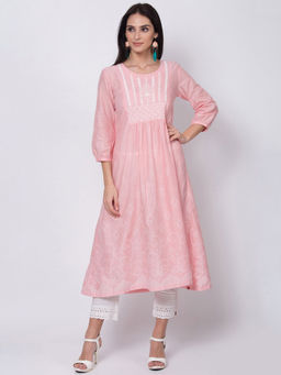 Biba - Pink Embroidered Kurta