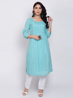 Biba - Green Embroidered Kurta