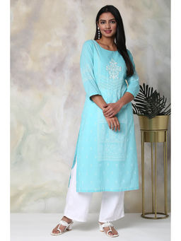 Biba - Sea Green Embroidered Kurta