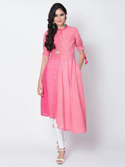 Biba - Pink Striped Kurta