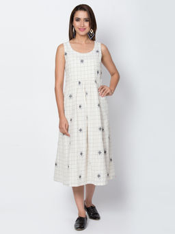 Biba - White Checks Midi Dress