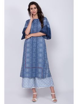 Biba - Blue Checkered Kurta