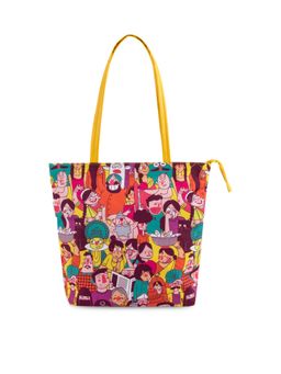 Teal by CHUMBAK - Yellow Colourful Faces Of India Tote Bag