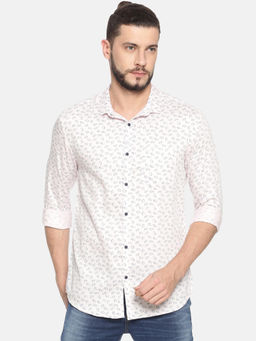 SHOWOFF - Cotton Pink Floral Casual Slim Fit Shirt