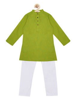 Campana - Boys Self Design Kurta Pyjama Set -Lime Green (Set of 2)
