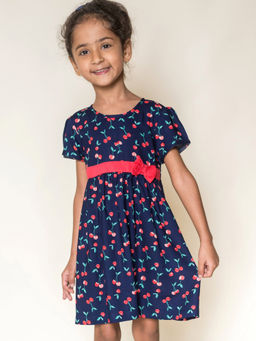 Campana - Navy Blue Printed Dress