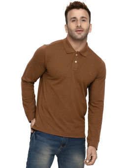 CHKOKKO - Khaki Polo Collar Neck T-Shirt