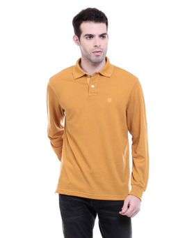 CHKOKKO - Mustard Polo Collar Neck T-Shirt