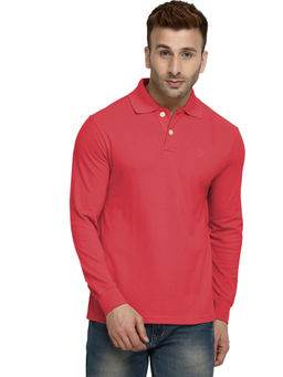 CHKOKKO - Peach Polo Collar Neck T-Shirt