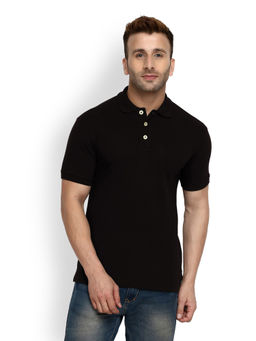 CHKOKKO - Black Polo Collar Neck T-Shirt