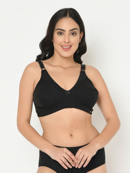 Curvy Love - Cotton Full Coverage Plus Size Bra - Black