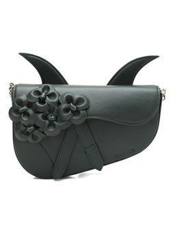 Clotche - Half Moon Embellished Green Sling Bag