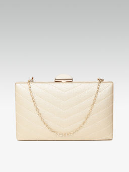 Twenty Dresses by Nykaa Fashion - Beige Enveloped In Stitches Clutch