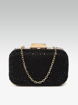 Twenty Dresses by Nykaa Fashion - Black Love Me In Studs Clutch