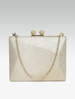 Twenty Dresses by Nykaa Fashion - Gold The Glitter Box Clutch