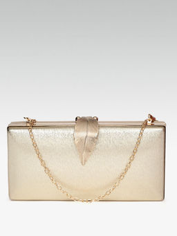 Twenty Dresses by Nykaa Fashion - Superpower Gold Leaf Clutch