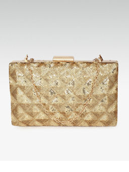 Twenty Dresses by Nykaa Fashion - Gold Glittering In Sequin Clutch