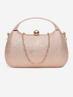 Twenty Dresses by Nykaa Fashion - Rose Gold Keep The Weave Clutch