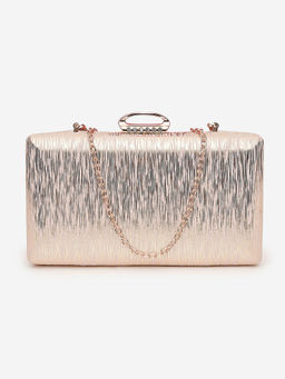 Twenty Dresses by Nykaa Fashion - Blurry Lines Of Gold Clutch