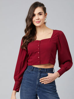 Carlton London - Red Solid Semi-fit Top