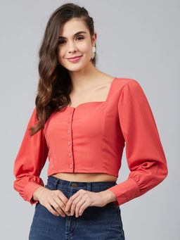 Carlton London - Coral Solid Semi-fit Top
