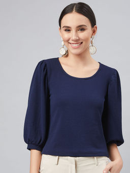 Carlton London - Casual Navy Blue Regular Top