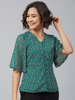 Carlton London - Green Floral Comfortable Top