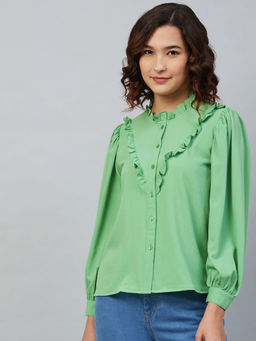 Carlton London - Casual Green Solid Comfortable Top