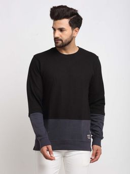 Club York - Men's Black Full Sleeve Colour blocked Round Neck Sweatshirt