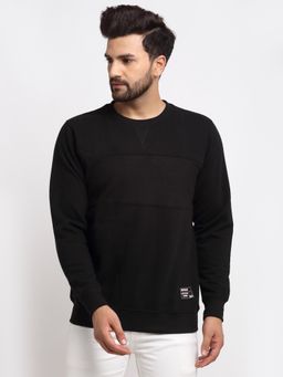 Club York - Men's Black Full Sleeve Colour blocked Round Neck Sweatshirt