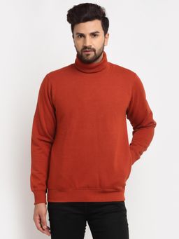 Club York - Men's Brown Full Sleeve Solid Shawl Neck Sweatshirt
