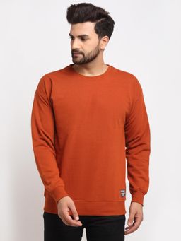 Club York - Men's Rust Full Sleeve Solid Round Neck Sweatshirt