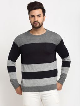 Club York - Men's Multi-Color Full Sleeve Colour blocked Round Neck Sweater