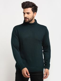 Club York - Men's Blue Full Sleeve Solid High Neck Sweater