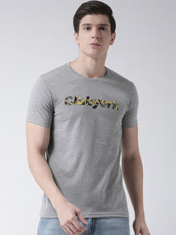 Club York - Men's Grey Half Sleeve Printed Round Neck T-shirt