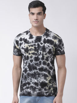 Club York - Men's Black Half Sleeve Acid Wash Round Neck T-shirt