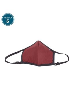 Clovia - Reusable 3 Layer Duckbill Fit Face Mask With Filter - Pack Of 5 - Maroon