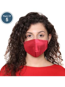 Clovia - Reusable 3 Layer Duckbill Fit Face Mask - Red (Pack of 5)